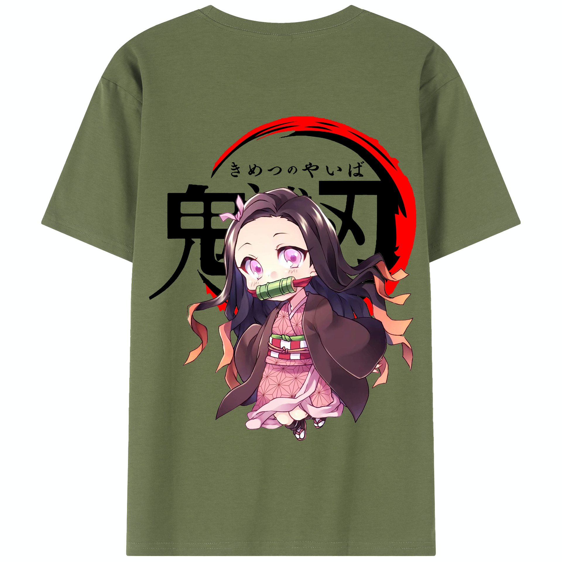 （画像用） 鬼滅の刃（きめつのやいば）竈門 禰󠄀豆子／かまど ねずこ Kamado Nezuko 綿100％半袖Tシャツ（背面プリント）